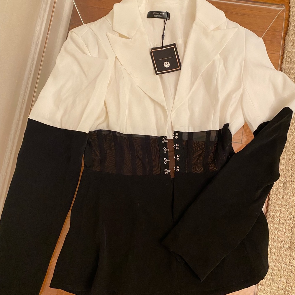 Black & White sheer corset sexy blazer